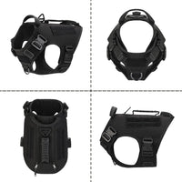 Tactical Dog Backpack Harness for Large Breed Original Design Metal - L / Black (with 2 pouches) - image 3