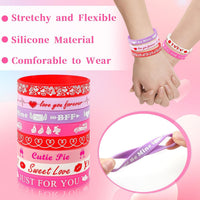 JUNEBRUSHS 64pcs Halloween Party Favors Silicone Bracelets Rubber - Valentine Style - image 3