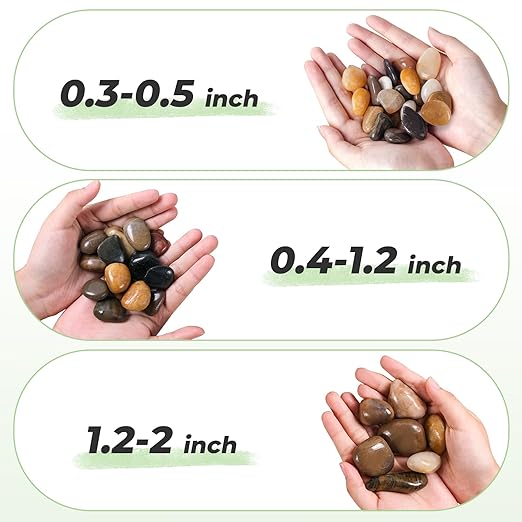 SIDONG 5 LB Mixed River Rocks, 0.4-1.2 Inches Highly Polished Pebbles for Indoor Plants, Decorative Stones for Plants, Fish Tank, Vases, Home Décor, Crafting, Garden Landscaping