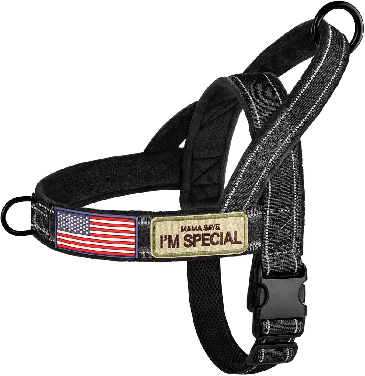 Forestpaw No Pull Dog Harness with Large Handle, Comfortable, L - M: Chest 23-28", Fit 28-50 lbs / Black