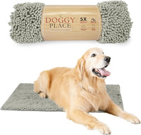My Doggy Place Microfiber Dog Mat for Muddy Paws, 36" x 26" Light Gray - Absorbent and Quick-Drying Dog Paw Cleaning Mat, Washer and Dryer Safe - Non-Slip Rubber Backed Dog Floor Mat, Large