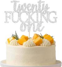 Gyufise black glitter 21st birthday cake topper on a food-grade pick - view 2