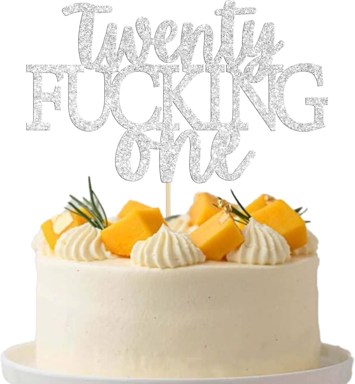 Gyufise black glitter 21st birthday cake topper on a food-grade pick - view 2
