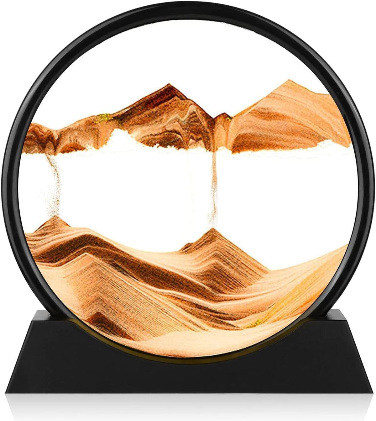 GEKETY 3D moving sand art picture in a round glass frame with layered blue sand - view 3