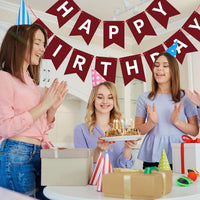 Orange Happy Birthday Banner Birthday Sign for Backdrop Happy - Burgundy - image 4