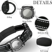 Upgraded AirTag Dog Collar, IP68 Waterproof Dog Collar with Apple Air Tag Holder, Reflective Adjustable Heavy Duty Dog Collars with Soft Padded for Small, Medium and Large Dogs,Black, M