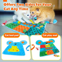 AWOOF Cat Mat, Cute Soft Catnip Mat, Cat Activity Mat Machine Washable Catnip Toys Interactive Cat Toys for Indoor Cats (Mouse Shape)