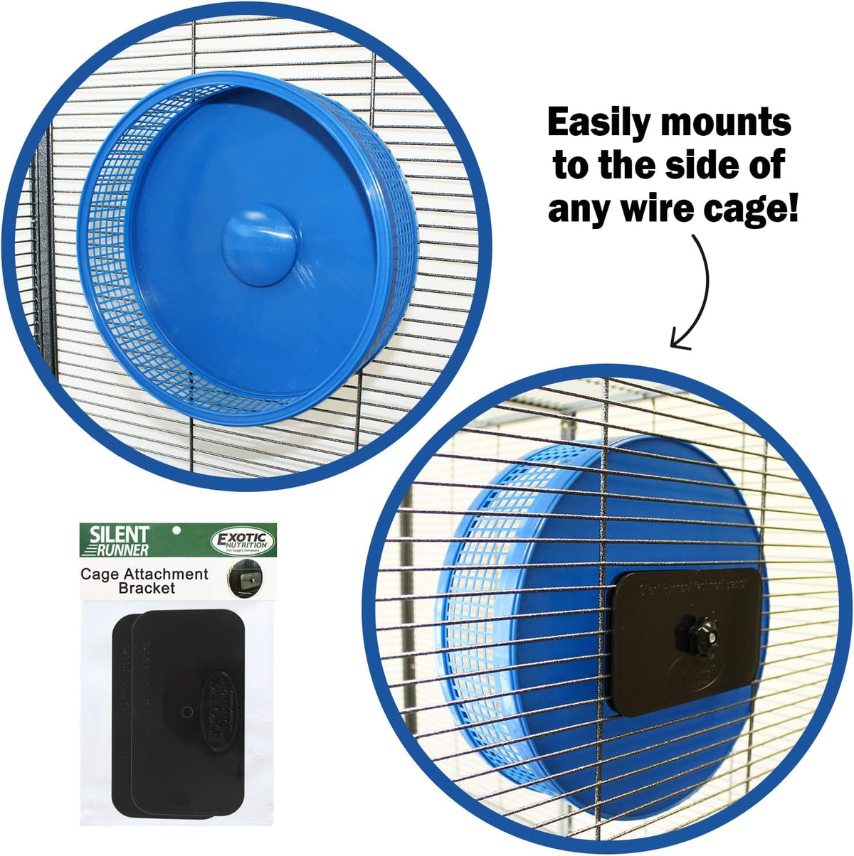 Silent Runner Pro, Sugar Glider Exercise Wheel - Blue with Attachment - image 3