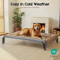 Elevated Dog Bed Raised Outdoor Dog Cot for Large Dogs - M-35.4"L×25.6"W×7.9"Th / Grey - image 4