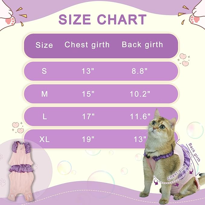 Cat Recovery Suit,Kitten Onesie After Surgery,E-Collar Alternative for Abdominal Wound and Skin Diseases,Soft Breathable Bodysuit After Spay（Orange-s）