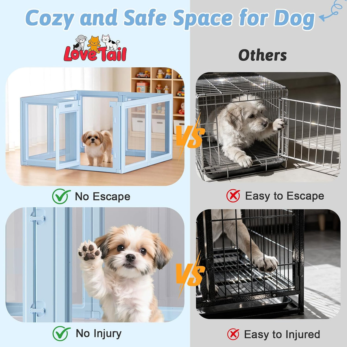 DIY Clear Acrylic Dog Playpen House - Sky Blue / 8PCS / 23.6"H - image 2
