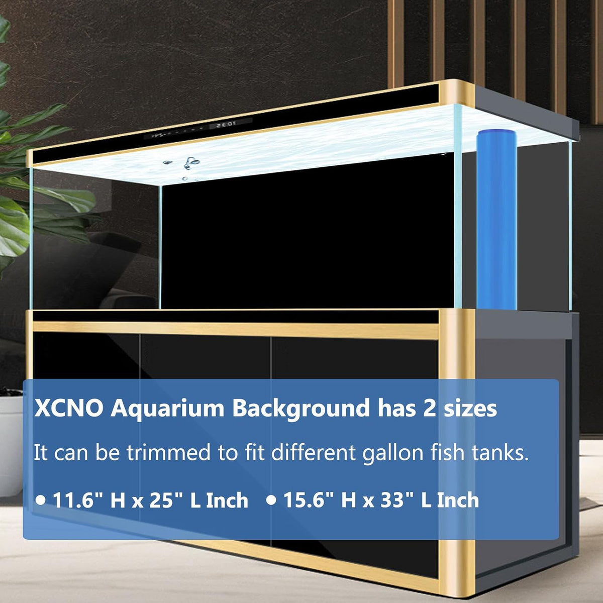 XCNO Aquarium Background for Fish Tank Wallpaper Black Blue Poster - Black Blue / 11.6" H x 33" L - image 2