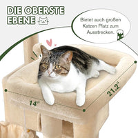 MUTICOR 66 Inches Multi-Level Large Cat Tree Tower for Indoor Big Feline/Cozy Plush Perches/Condo/Sisal Scratching Posts/Hammock and Baskets/Activity Center Play House/Wide Base/Beige
