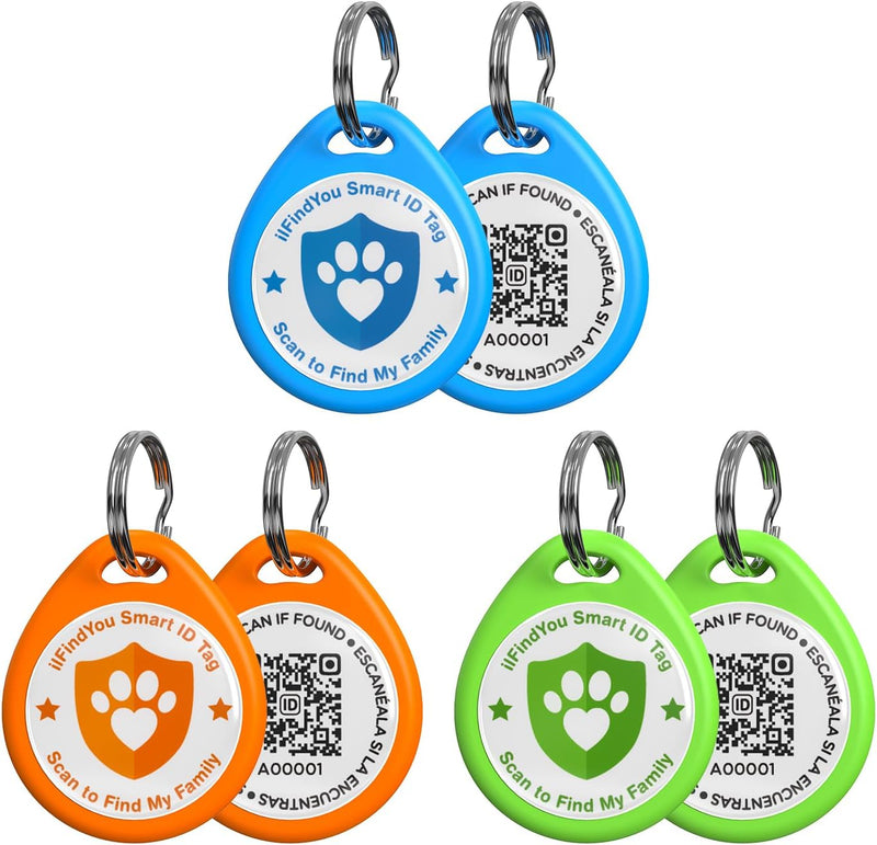 QR Code Cat Tags Personalized Small, Real-time Alerts, Pink – Essentials for Cats - 3 Pack Blue&orange&green / Large-1.2"*1.4"