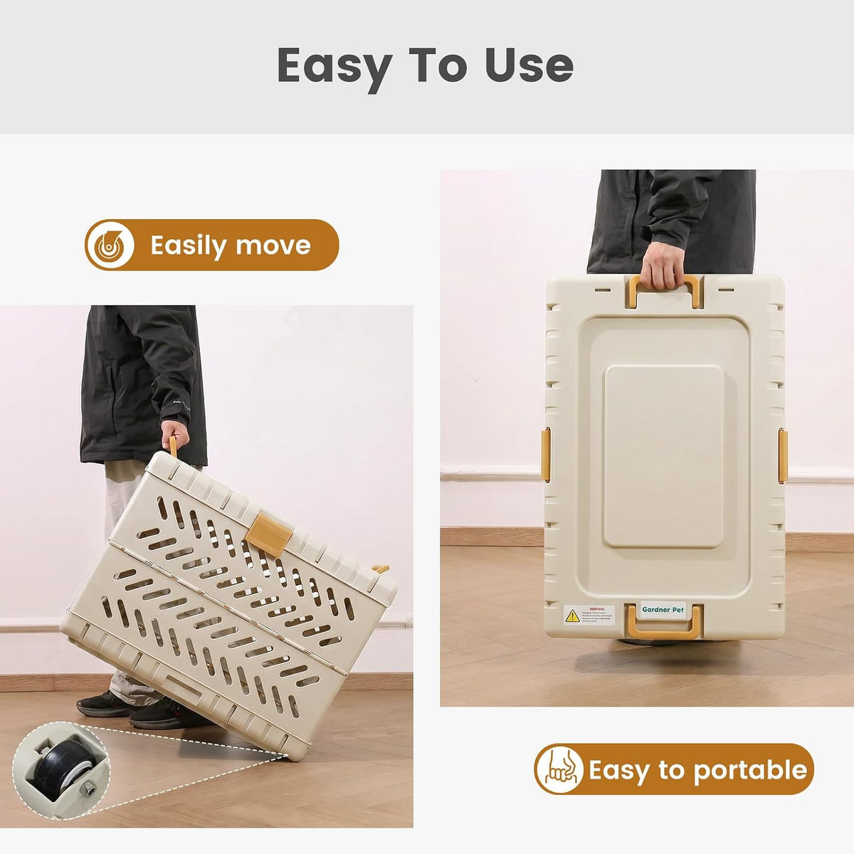 Collapsible Dog Crate for Small/Medium Dogs - Beige / 28.0"L x 18.3"W x 20.9"H - image 3
