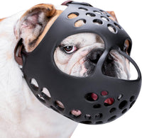 English Bulldog Muzzle, Soft Short Snout Dog Muzzle Stops Biting – Essentials for Dogs - Black / XL（Head 20-22½"）