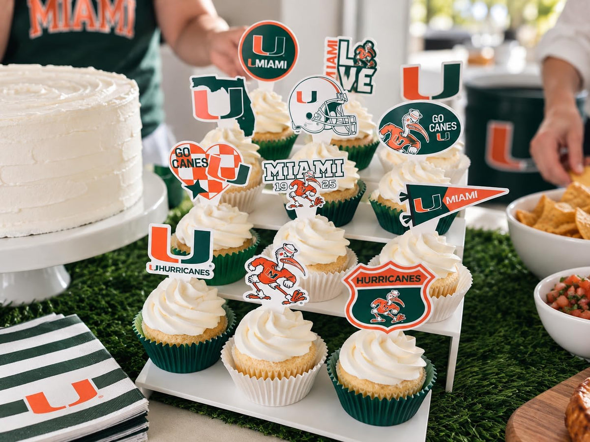 Ohio State Merch Cupcake Toppers & Decorations OSU Party Cake Decor - Miami Hurricanes - image 2