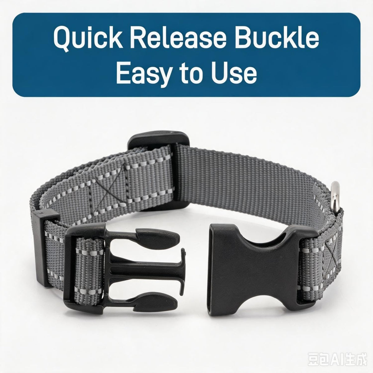 Dog Collar for Small Medium Dogs with Buckle - Dark Gray / Large - image 4