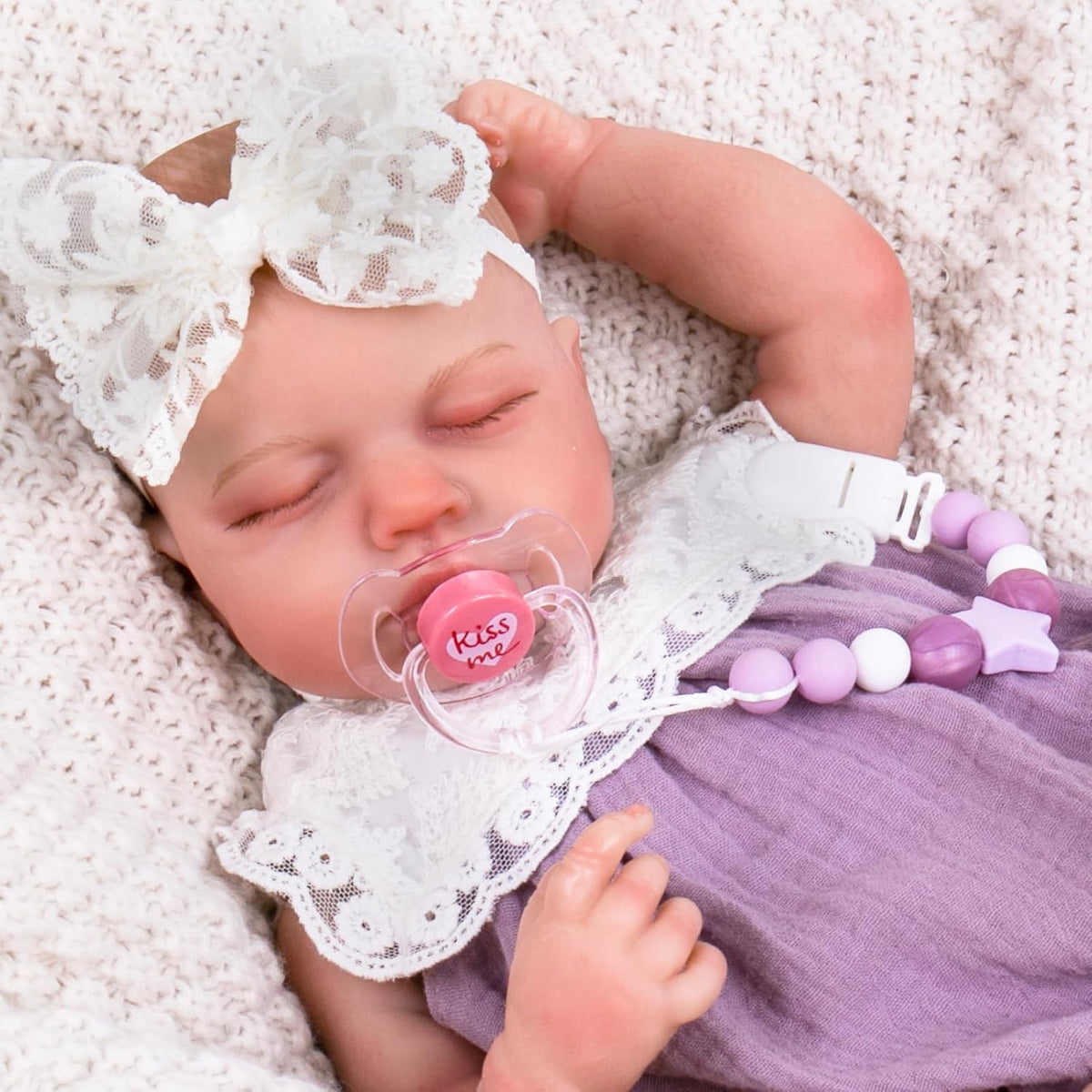 Aori Pacifier Clips for Rebron Baby Dolls Pacifier Holders Silicone - Purple - image 2