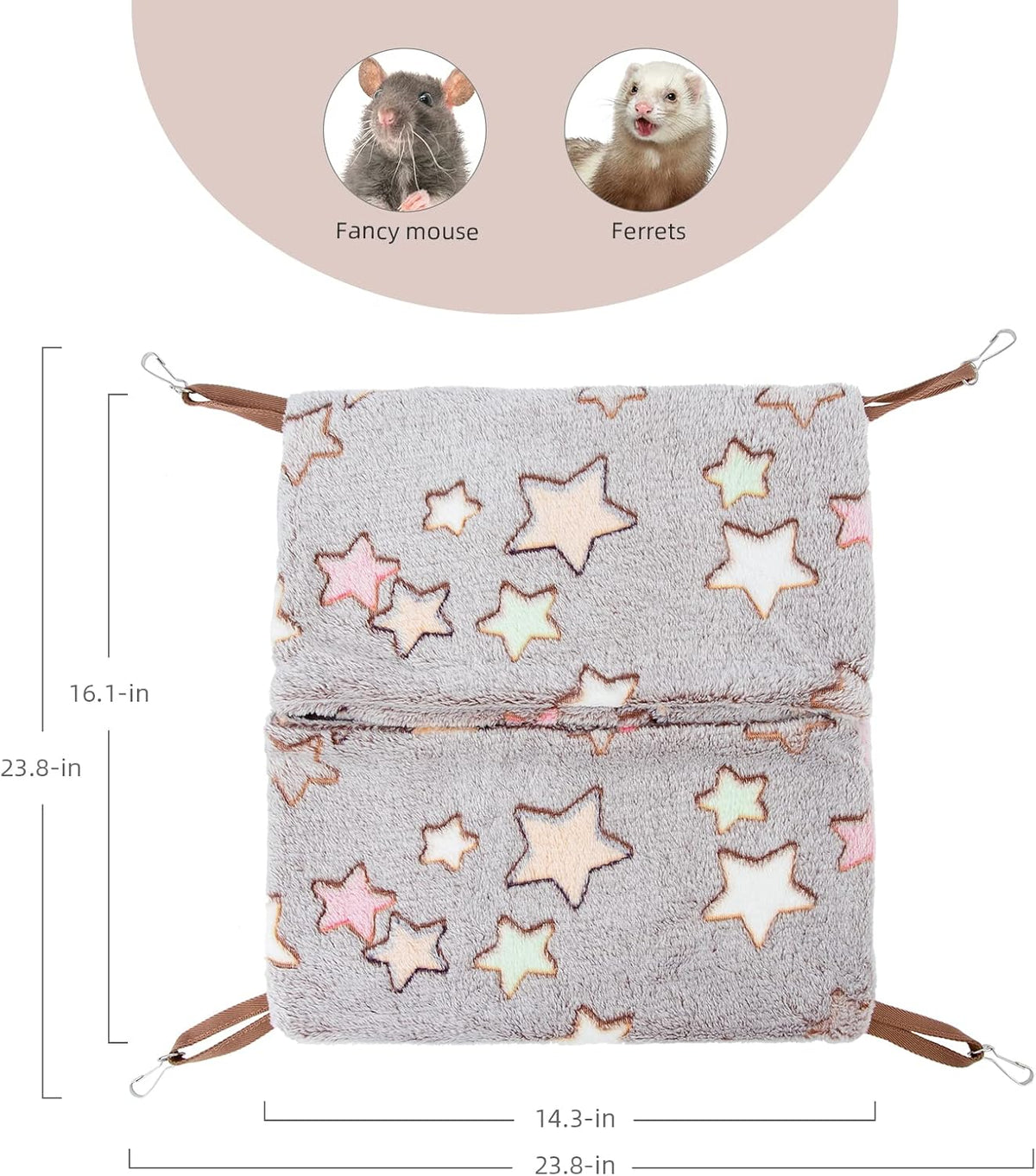 Niteangel Hanging Hammock Nap Sack Swing Bag Pet Sleeper for Ferret - Cream / Stars - image 2