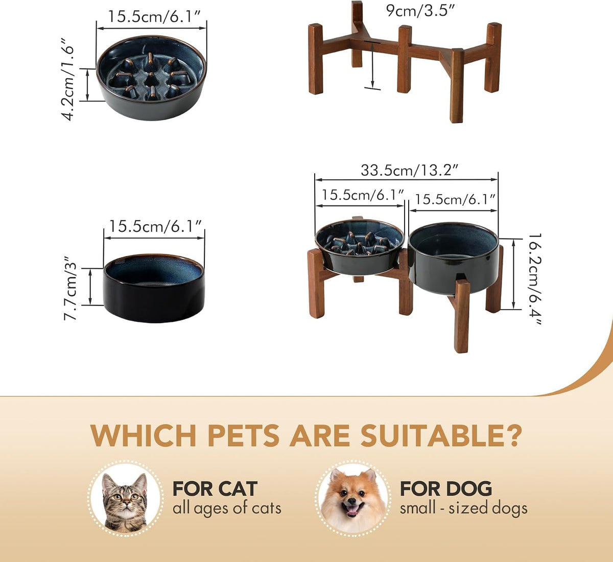 Raised Slow Feeder Dog Bowls, Elevated Dog Bowls Slow Feeder – Essentials for Dogs - 2 x Starry Sky + Stand - C / S- 6.1inch / 0.9 Cups - image 2