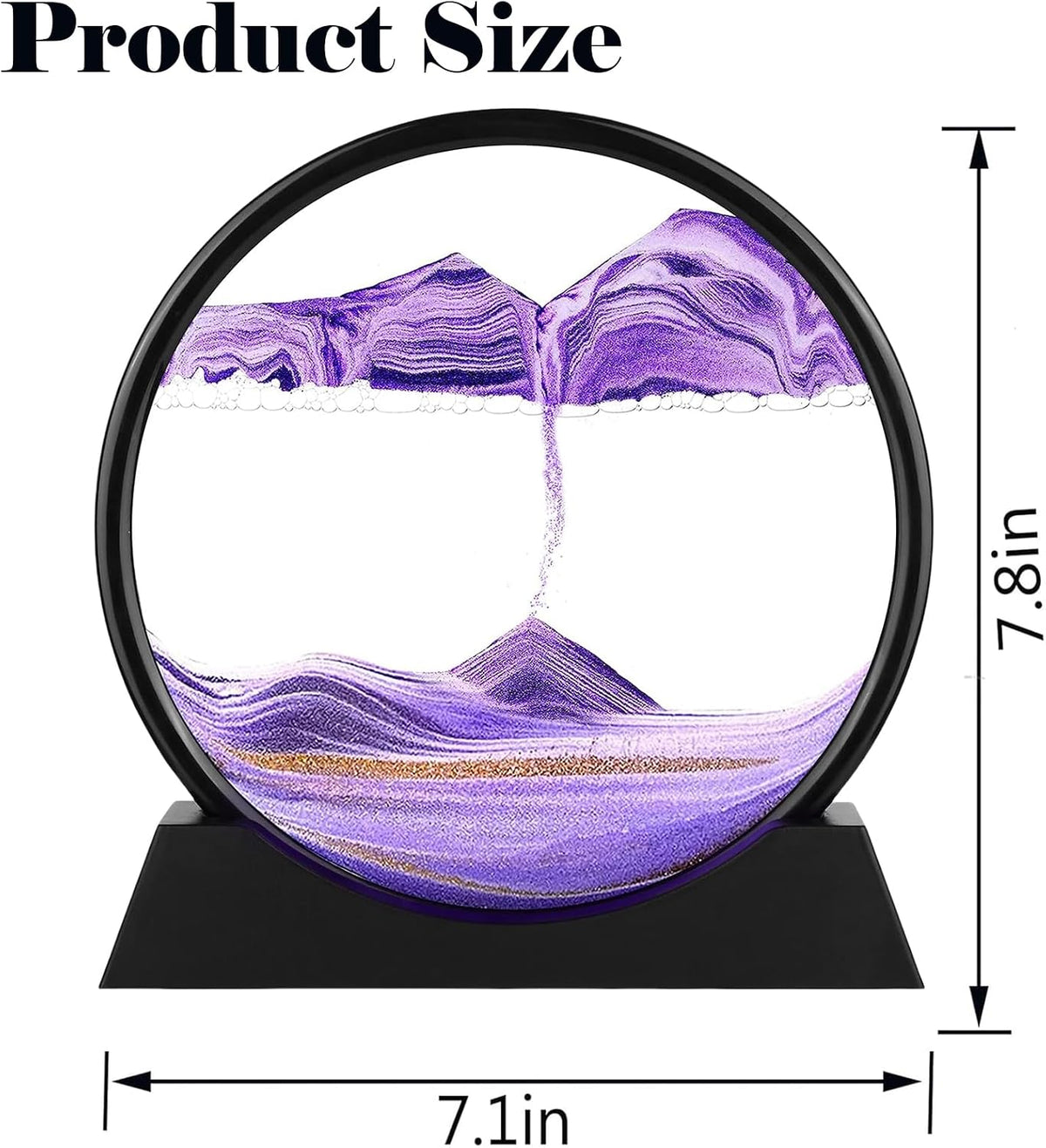 GEKETY 3D moving sand art picture in a round glass frame with layered blue sand - view 26