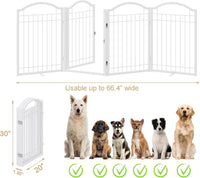 BHG Metal No-Assembly Freestanding Dog Gate with Door Walk Through - White / 4 Panels-S - image 3