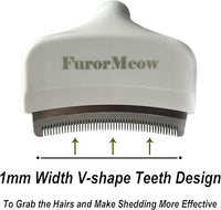 Pet Deshedding Tool with Curve Blade, Cat Grooming Brush, Tight V-shaped Teeth Shedding Comb for Cat and Small Dog (White, Small)