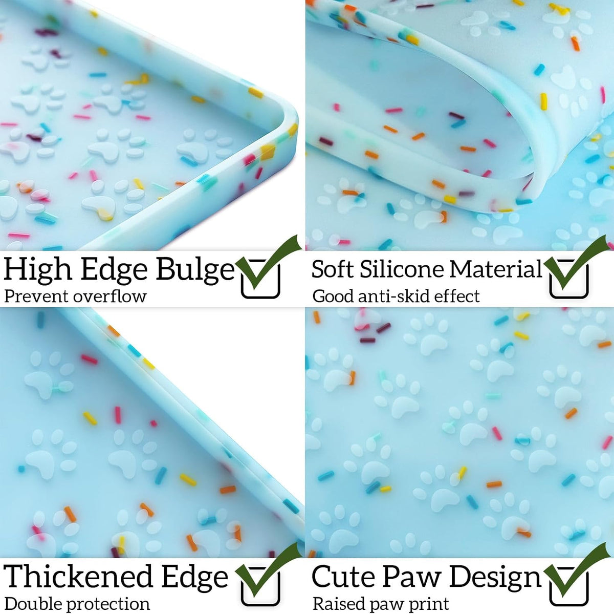 Pet Placemat for Dog and Cat - 24.5"L x 16.5"W - 2 Pack / Donut-Blue - image 3