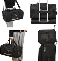 Airline Approved Pet Carrier, Collapsible Cat Carrier, Expandable Dog Carrier, 900D High Density Oxford Cloth, Wear-Resisting, Anti Tearing, Safety Lock Zipper, Reflective Tape