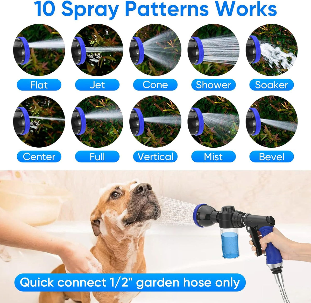 Dog Shower Attachment Water Hose Nozzle Sprayer Set – Essentials for Dogs - 9.8FT Tub Faucet Sprayer - image 3