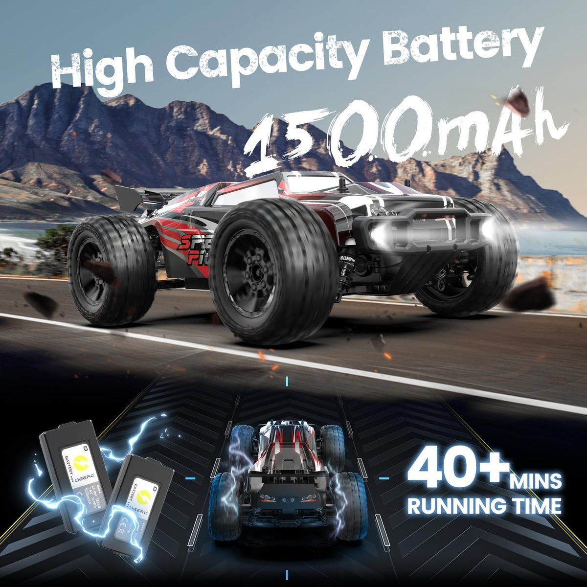 DEERC 9309E RC Cars for Adults 40KPH - 1:10 Red 9206E - image 4