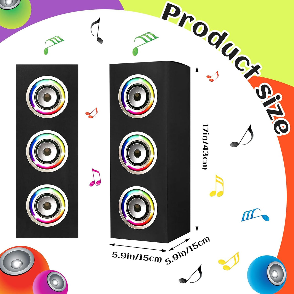 Humyoun 4 piece 80s 90s paper boombox party decoration boxes in colorful print - view 7