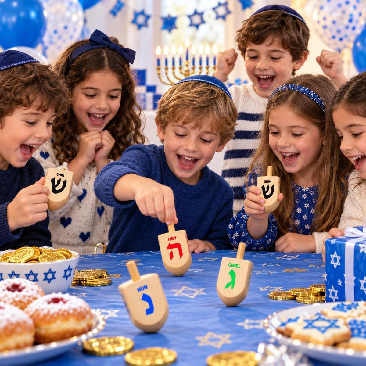 Let's Play Dreidel The Hanukkah Game 2 Extra Large Wood Dreidels - 4-Pack XL Dreidels - image 2