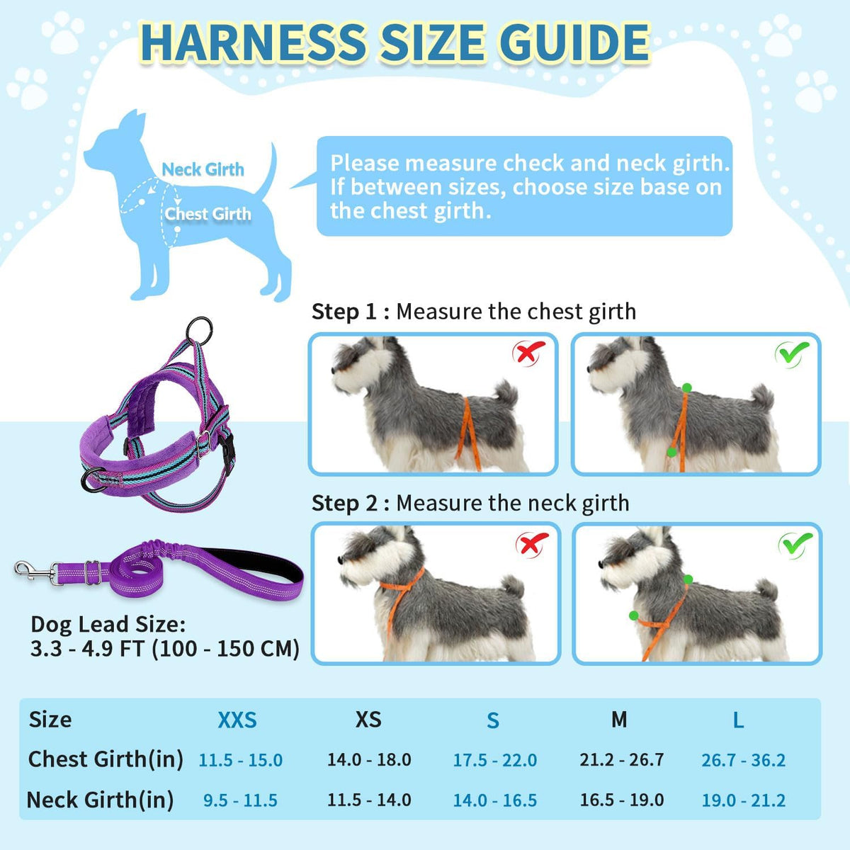 SlowTon No Pull Small Dog Harness and Leash Set with Front Clip – Essentials for Dogs - Small / Purple - image 2