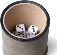Felt Lined PU Leather Dice Cup Set with 6 Dot Dices – Fun for Kids & Family - Suede Brown - image 4