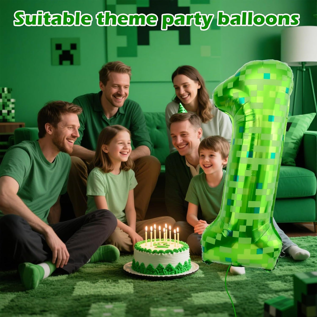 40 Inch Vibrant Spider-Themed Number Foil Balloons - Green / 1 - image 3