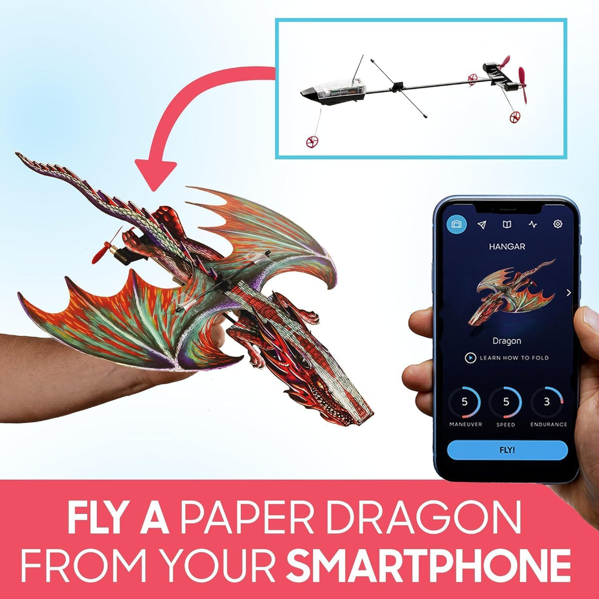 POWERUP 4.0 Dragon Paper Airplane Kit Smartphone App Controlled RC - Dragon Kit - image 2