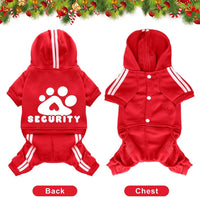 Dog Hoodie Security Clothes 4 Legs Jumpsuit Sweatshirt Hoodies Soft - Red / Small - image 3