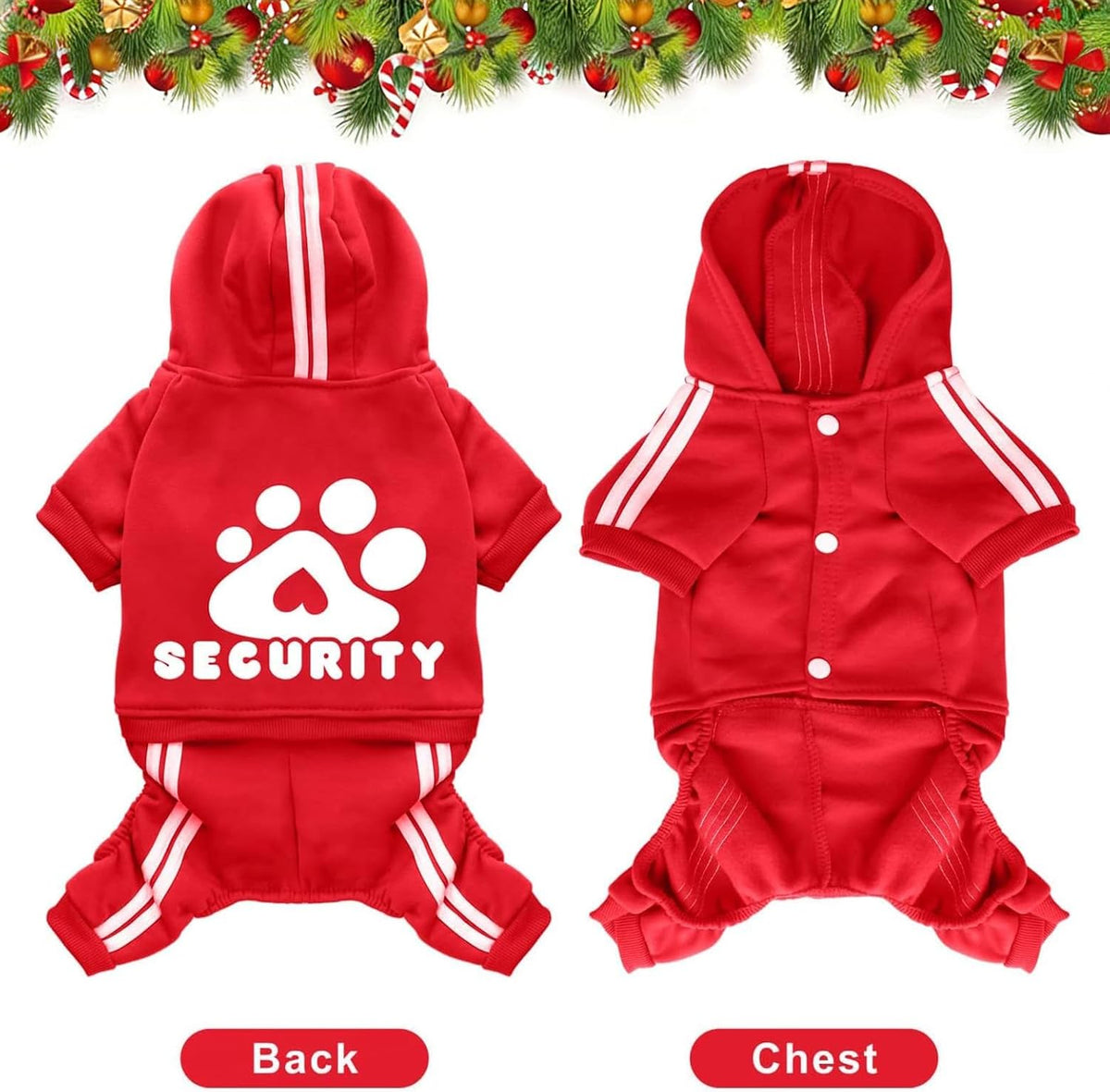 Dog Hoodie Security Clothes 4 Legs Jumpsuit Sweatshirt Hoodies Soft - Red / Small - image 3