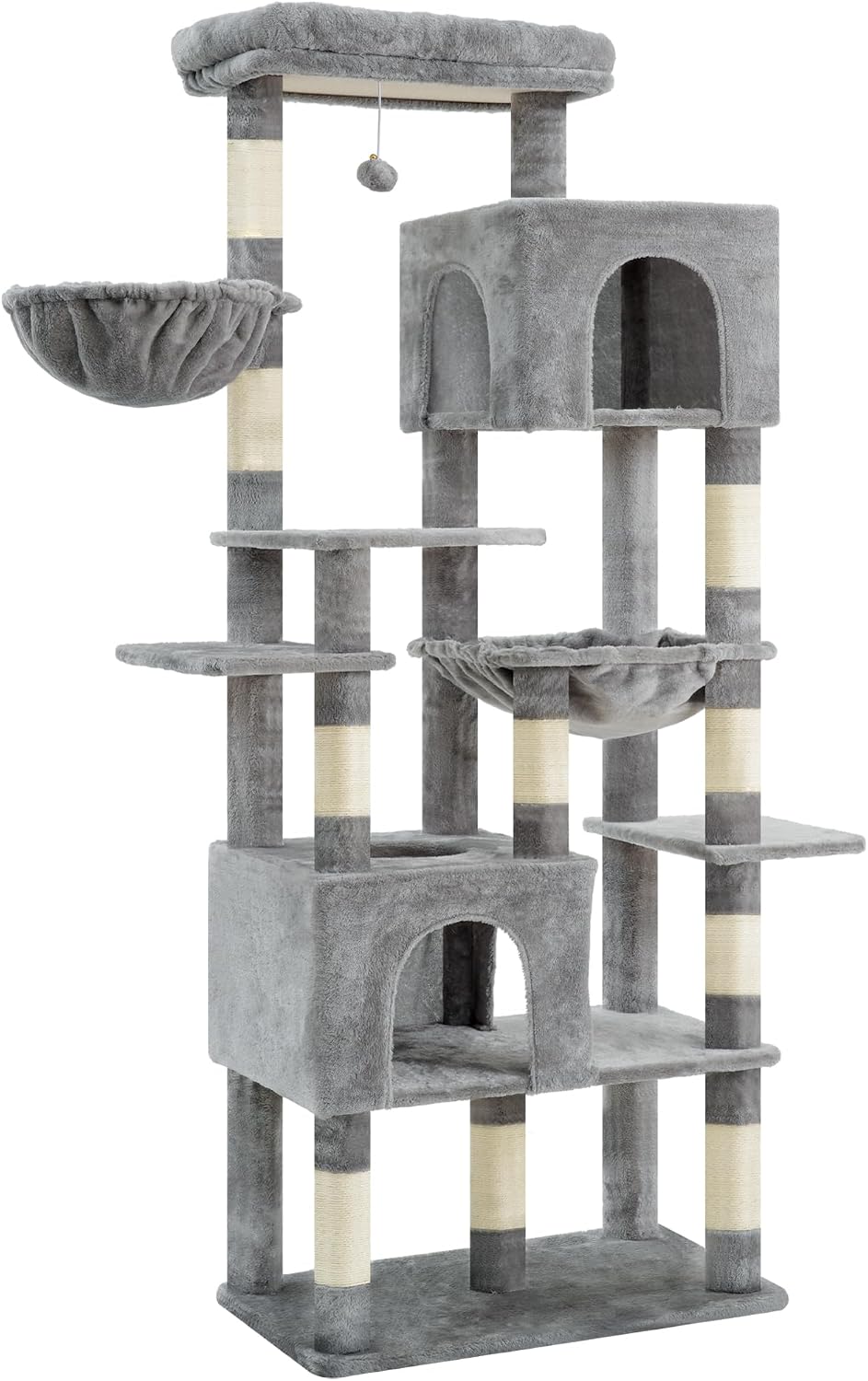 Heybly Cat Tree, 76-Inch Tall Heavy Duty Cat Tower for Big Cats HCT039G – Essentials for Cats - Light Gray / 76.8 inch - image 4