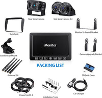 Wireless Backup Camera with 7 Inch DVR Quad Split Monitor for RV Trailer Truck, Digital Signal HD 1080P Wireless Rear Side View 3 Cameras Back Up System w/Recording 18 IR Night Vision (B3C)