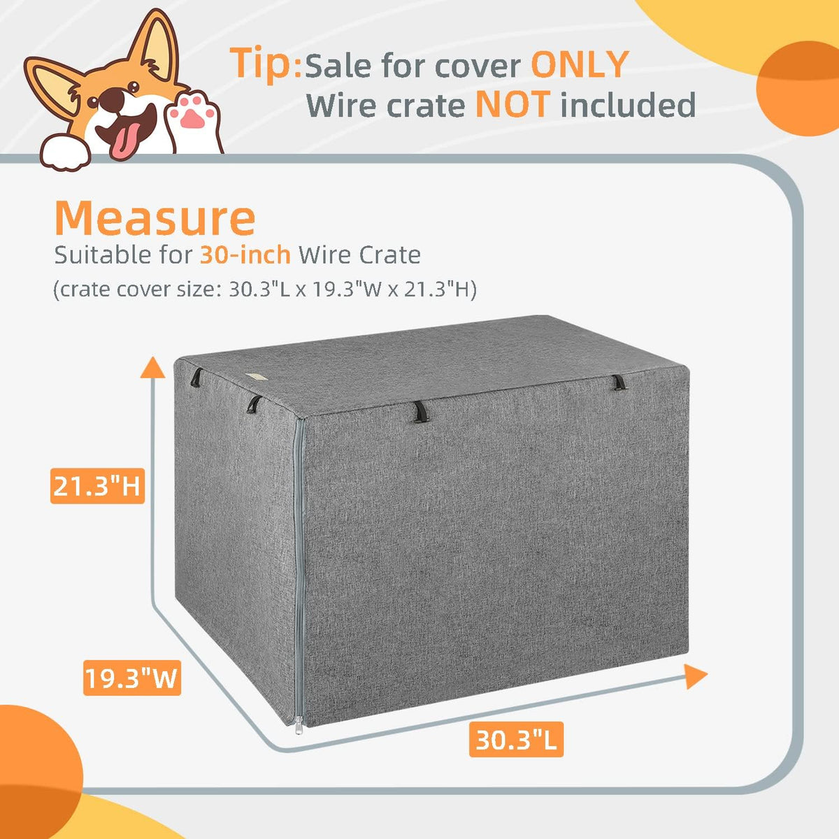 Dog Crate Cover, Kennel Covers Fit for 30 Inch Dogs Crate - Grey / 30 Inch - image 2