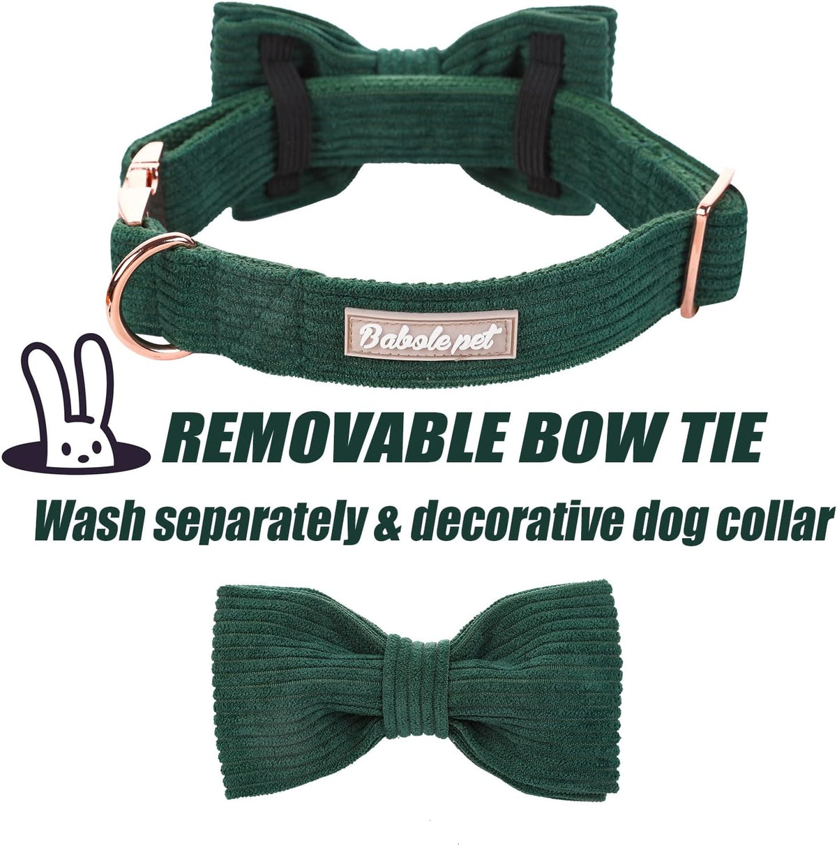 Green Dog Collar with Bow Tie, Christmas Bowtie Dog Collar M – Essentials for Dogs - M / Green - image 3