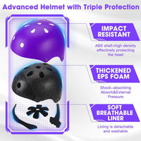 Toddler Kids Bike Helmet Set with Knee Elbow Pads - Purple / Small: 20.1"-21.2"/51-54cm - image 3