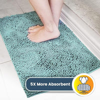 Muddy Mat® Original Dog Door Mat for Muddy Paws, Super Absorbent Microfiber, Non-Slip Washable Pet Rug, Quick Dry Chenille Entryway Carpet, Machine Washable Indoor Outdoor mat, Seafoam Green 48"x60"