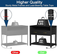 40-50 Gallon Fish Tank Stand with Power Outlet & 2 Storage Drawers, Heavy Duty Metal Frame Aquarium Stand with Waterproof Mat, 36.6" L*19.1" W Tabletop, 800LBS Capacity, Black