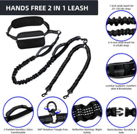 Uppetly Hands Free Double Dog Leash with Pouch - Black / Medium/Large - image 3