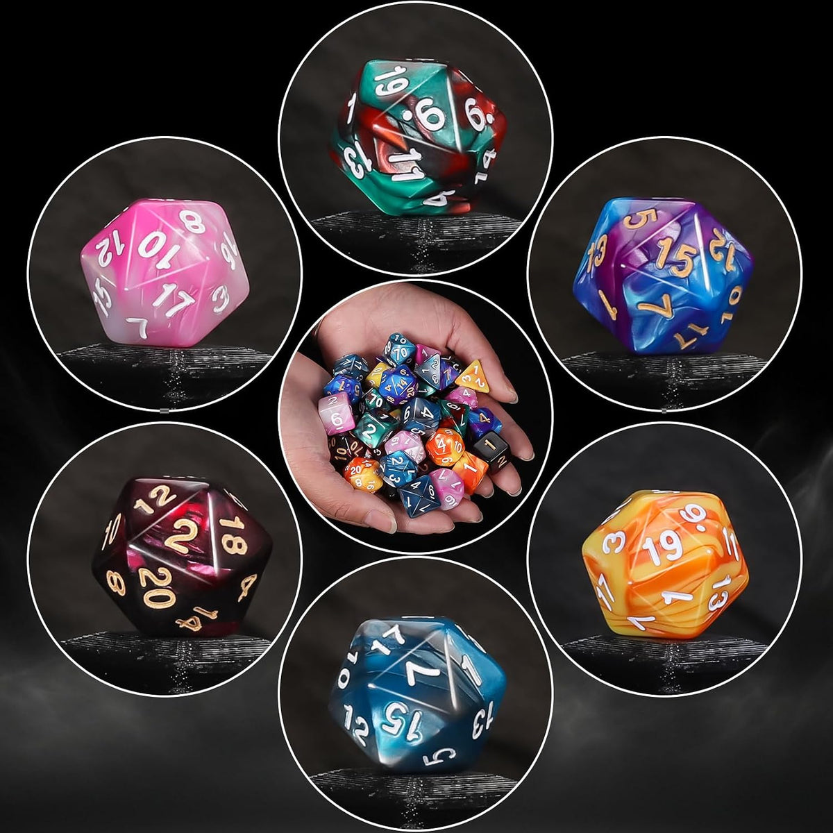 QMay 7 Sets Polyhedral Dice - 6 Colors B (42pcs) - image 2