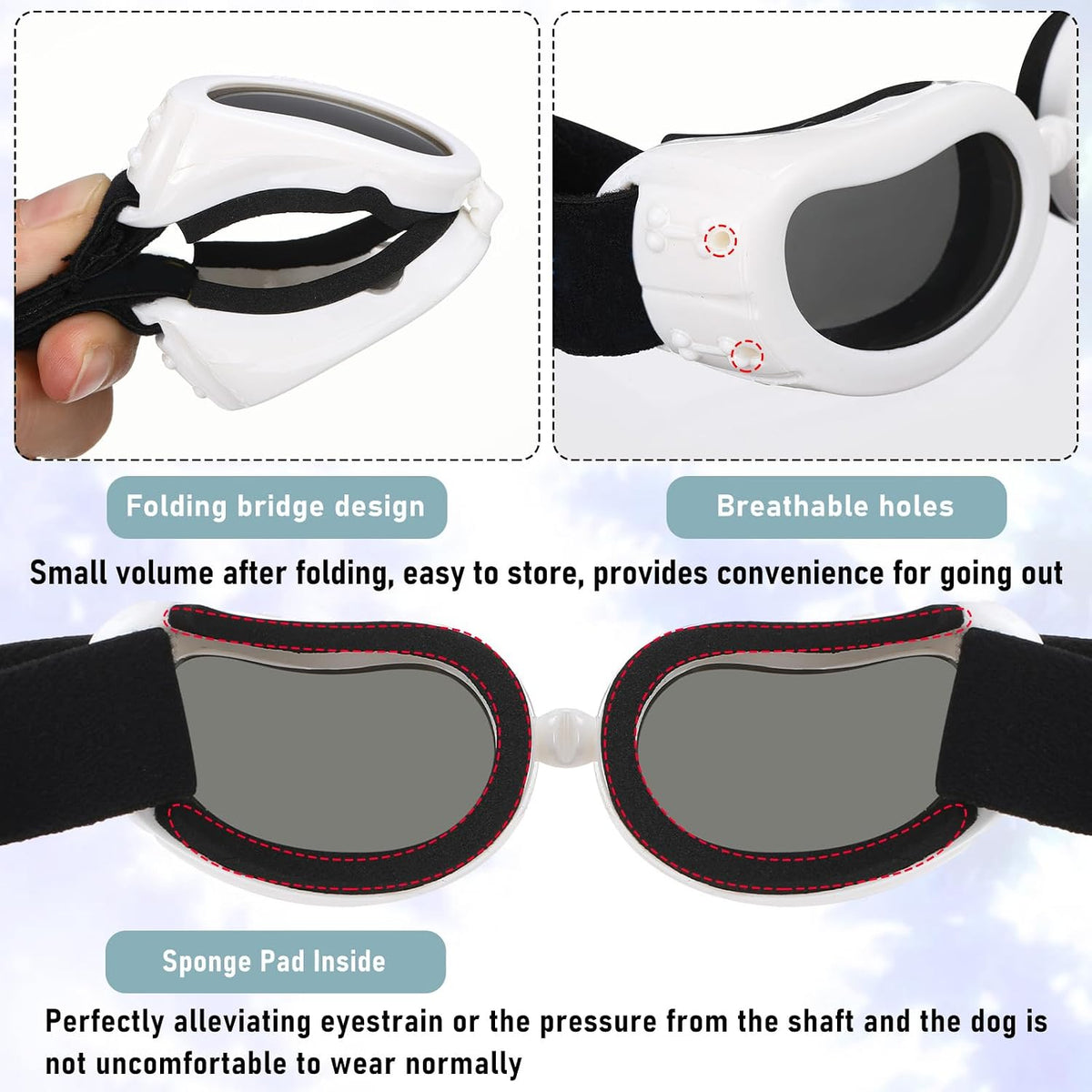 Frienda Dog Helmet and Goggles - M / White - image 4